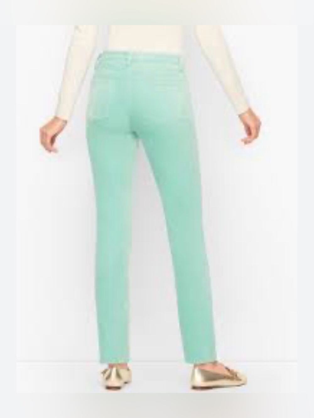 UEC TALBOTS VELVETEEN STRAIGHT LEG PANTS Mint Green Cropped VELVET Pants SZ 4P